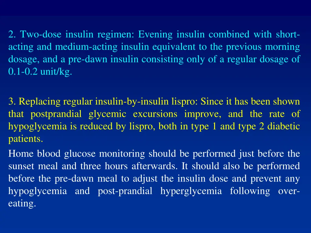 2 two dose insulin regimen evening insulin