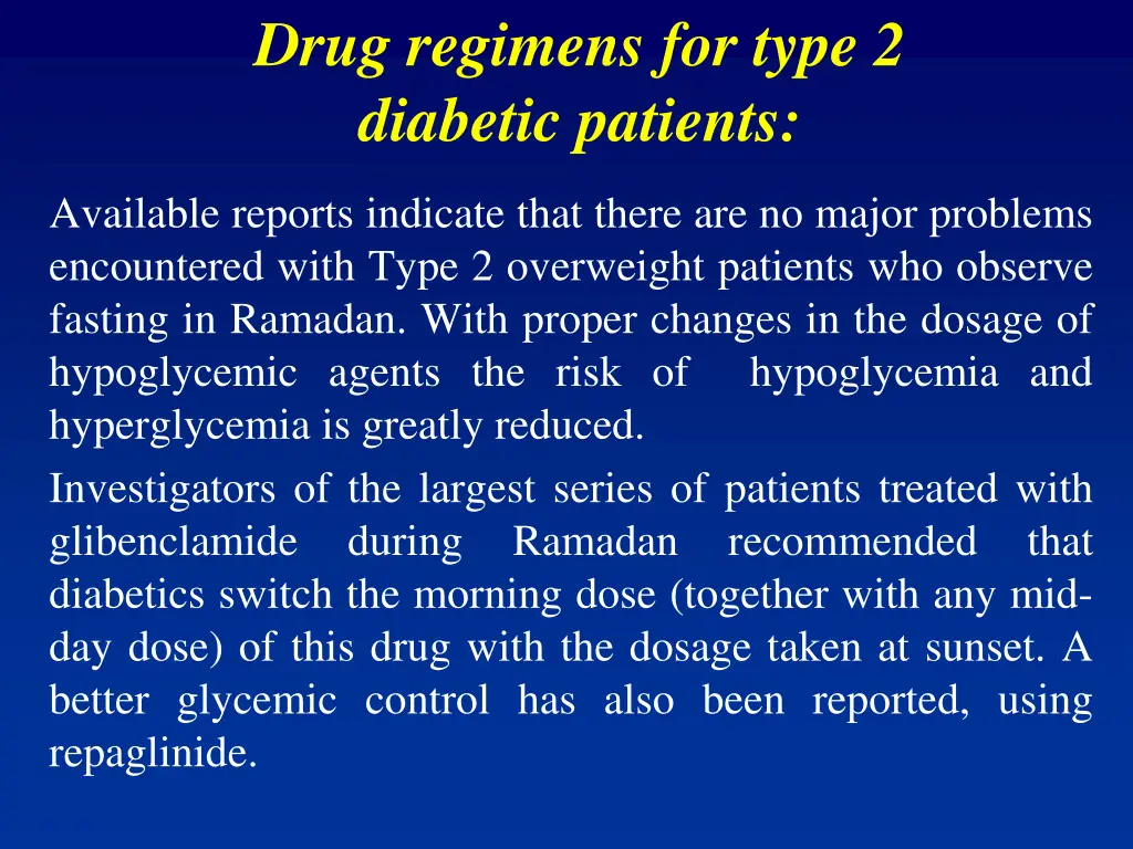 drug regimens for type 2 diabetic patients