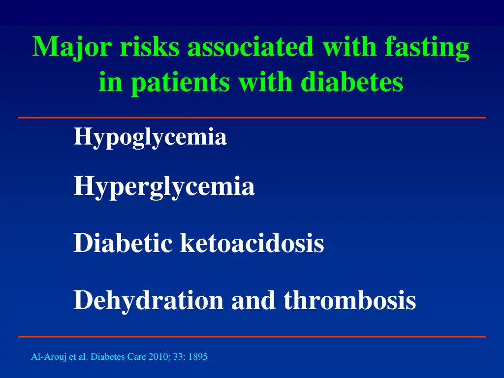 major risks associated with fasting in patients