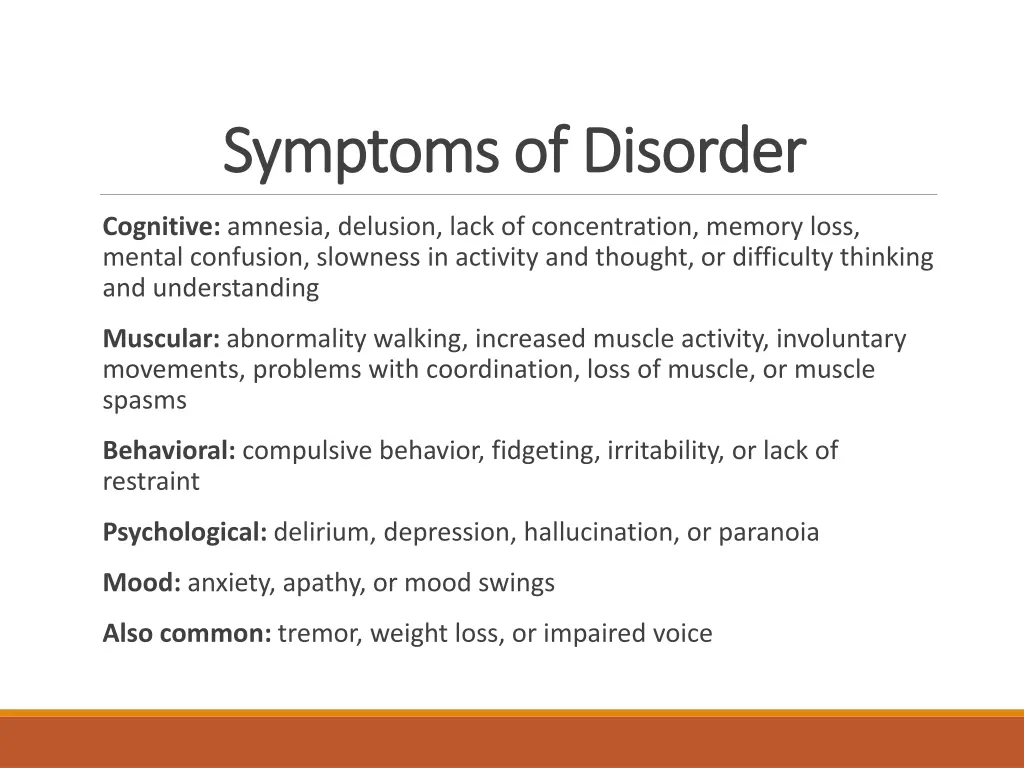 symptoms of disorder symptoms of disorder