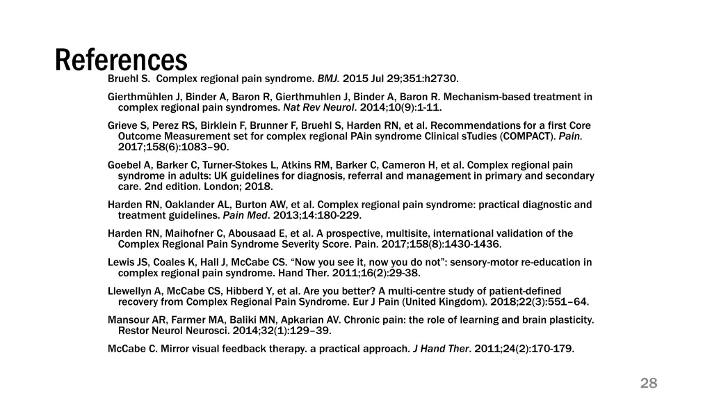 references bruehl s complex regional pain