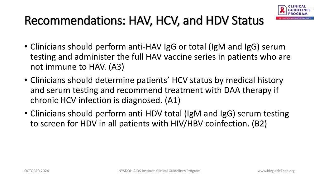recommendations hav hcv and hdv status