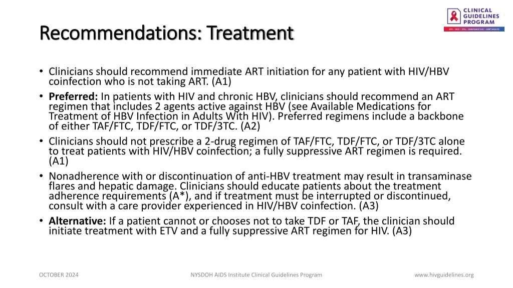 recommendations treatment recommendations