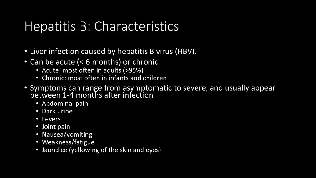 hepatitis b characteristics