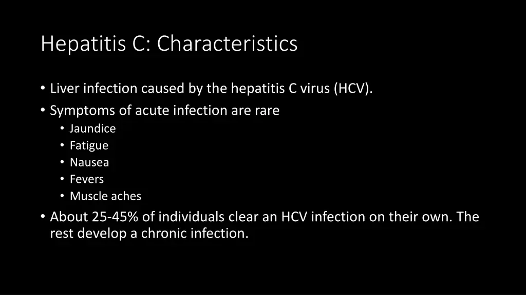 hepatitis c characteristics