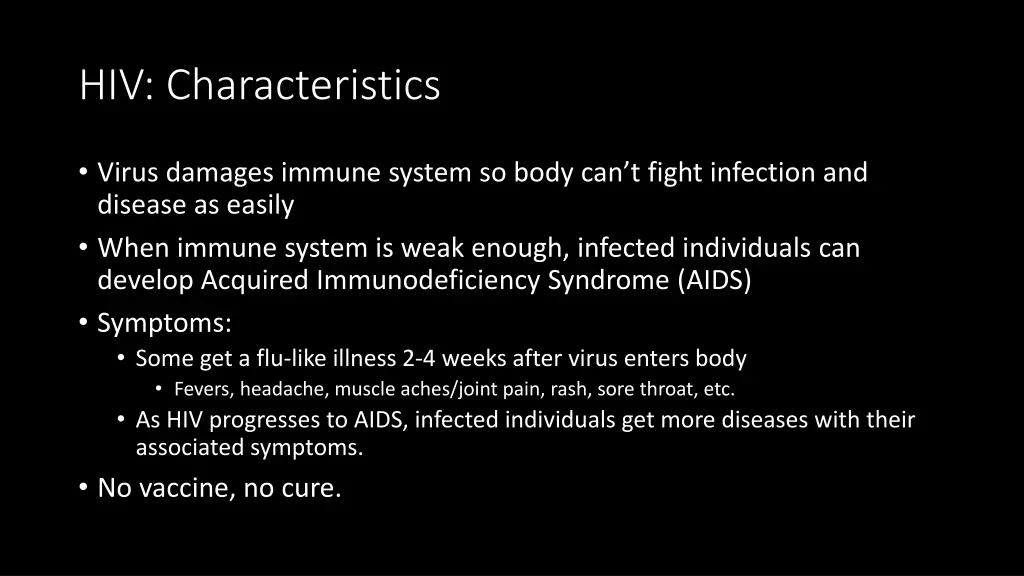 hiv characteristics