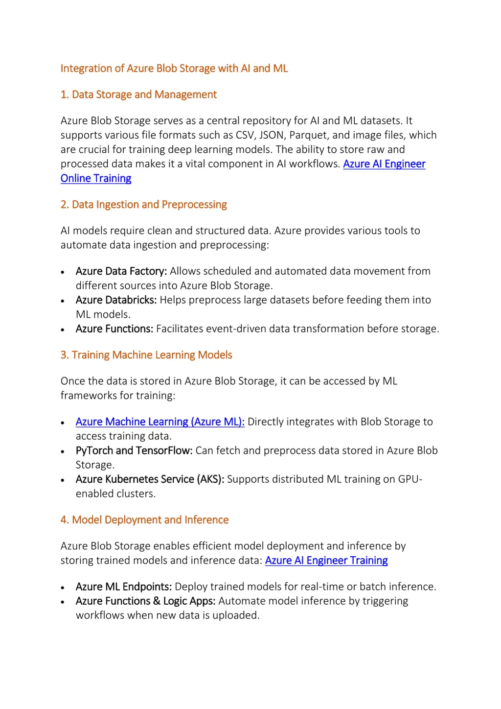 integration of azure blob storage with