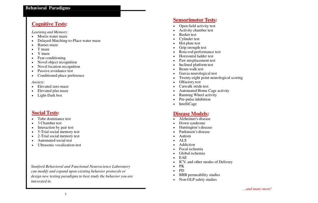 behavioral paradigms