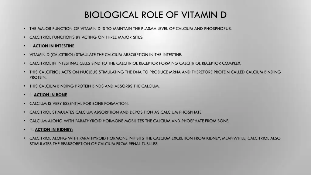 biological role of vitamin d