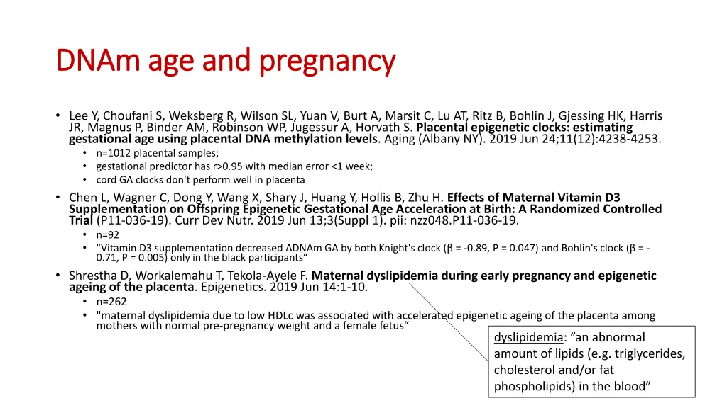 dnam dnamage and pregnancy age and pregnancy