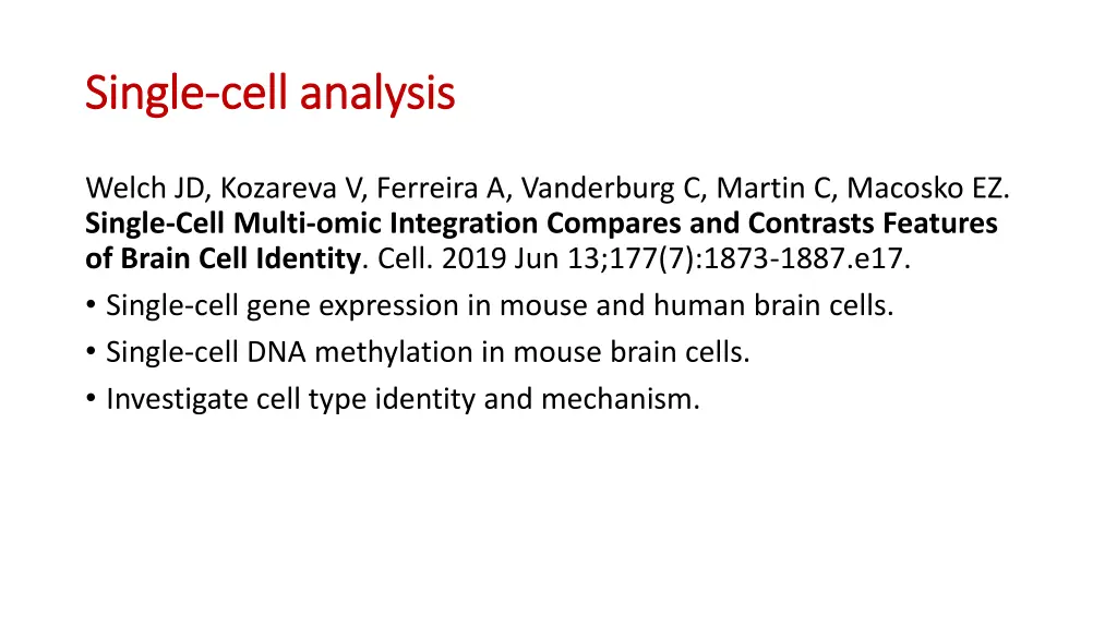 single single cell analysis cell analysis