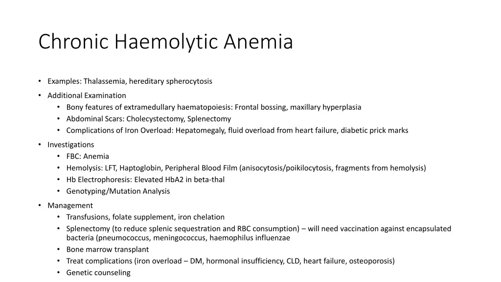 chronic haemolytic anemia