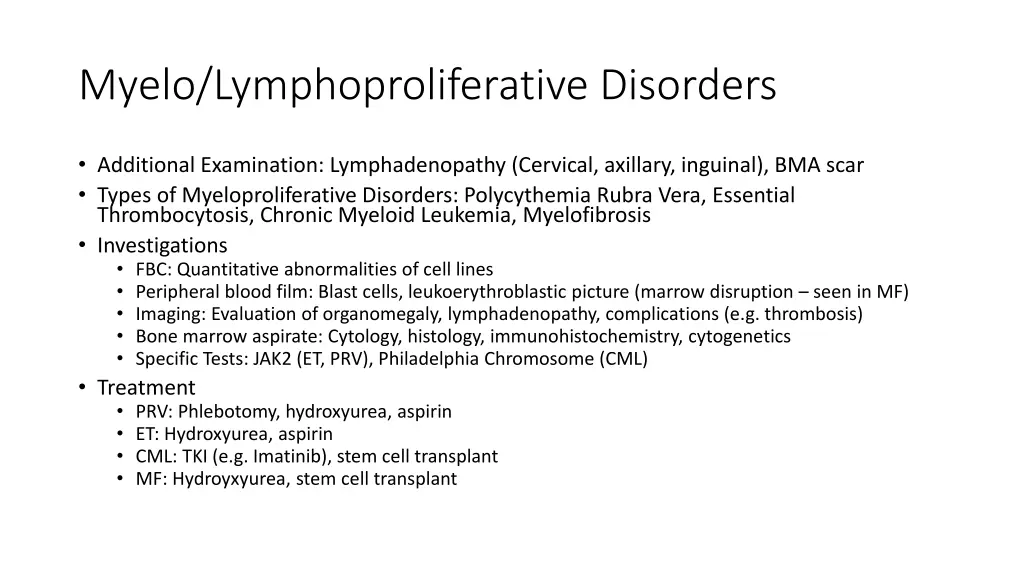 myelo lymphoproliferative disorders