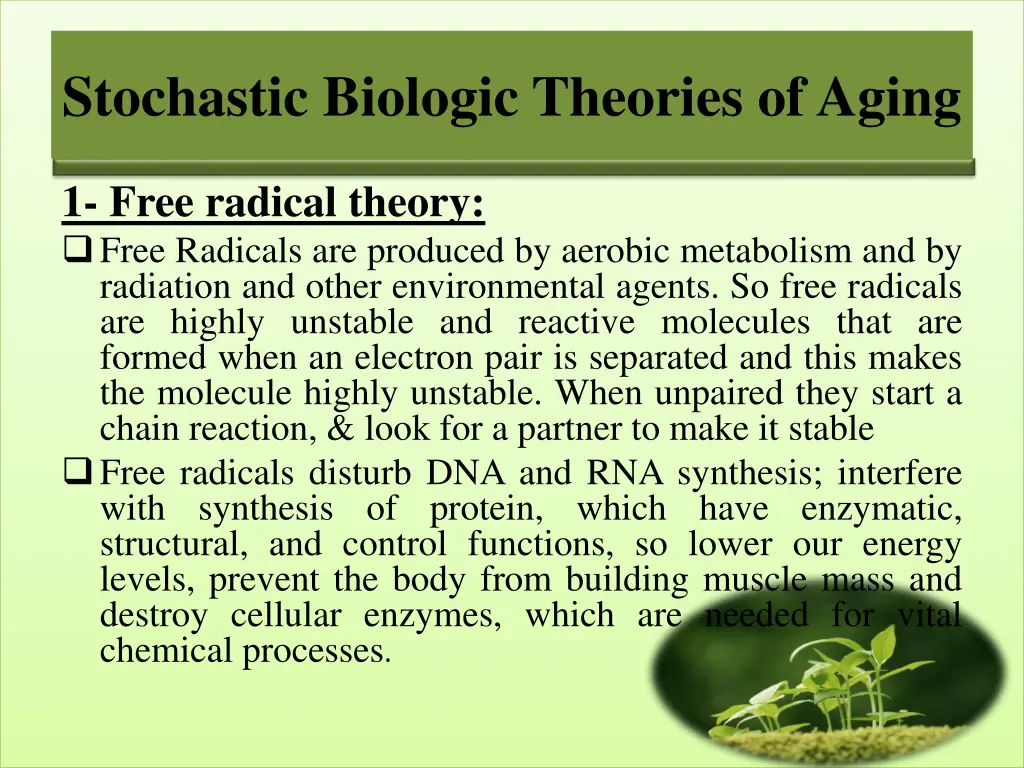 stochastic biologic theories of aging