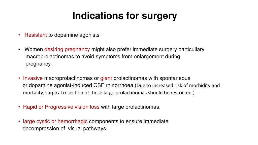 indications for surgery