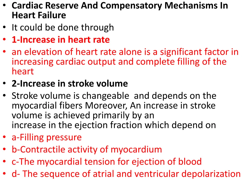 cardiac reserve and compensatory mechanisms