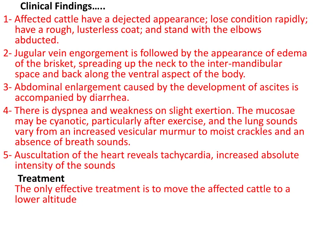 clinical findings 1 affected cattle have