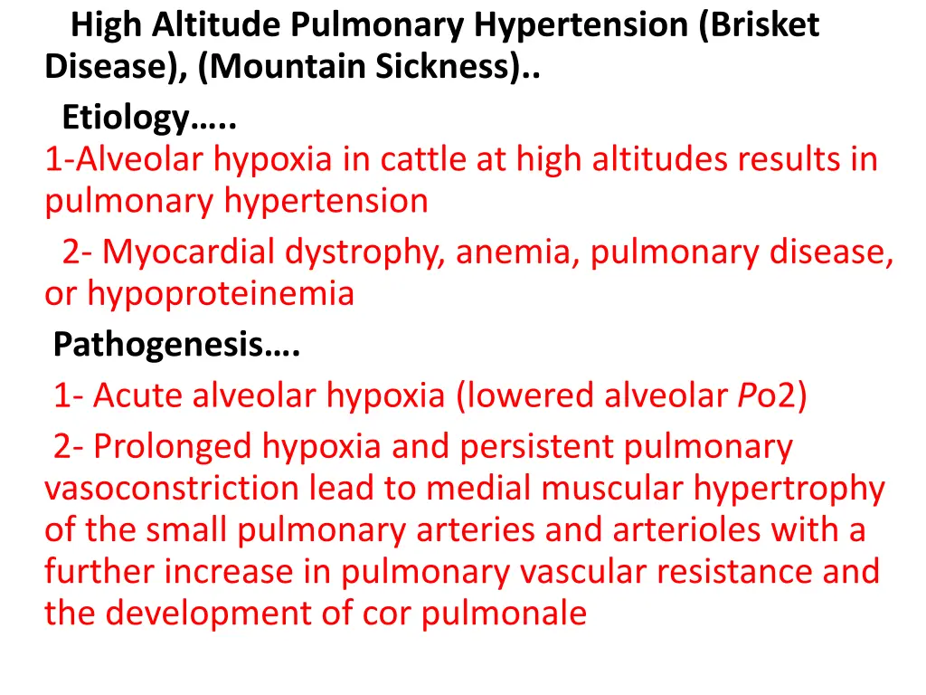 high altitude pulmonary hypertension brisket