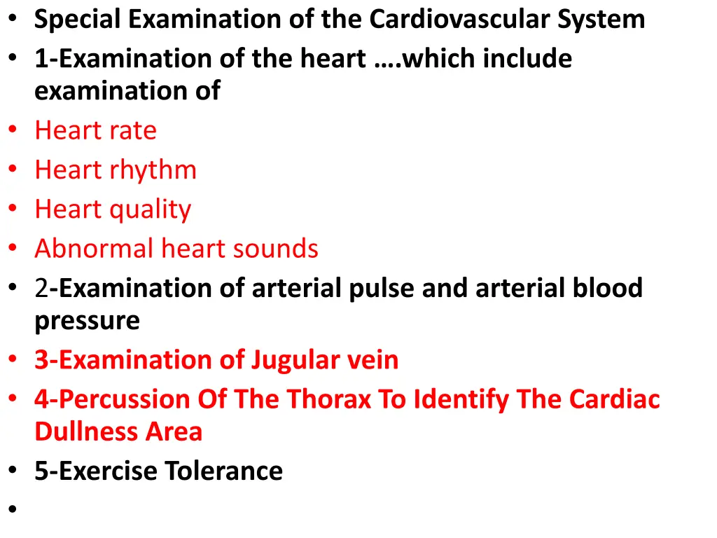 special examination of the cardiovascular system