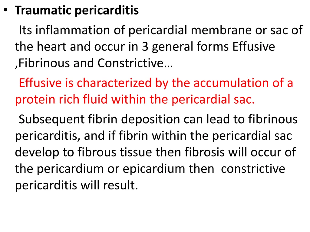 traumatic pericarditis its inflammation
