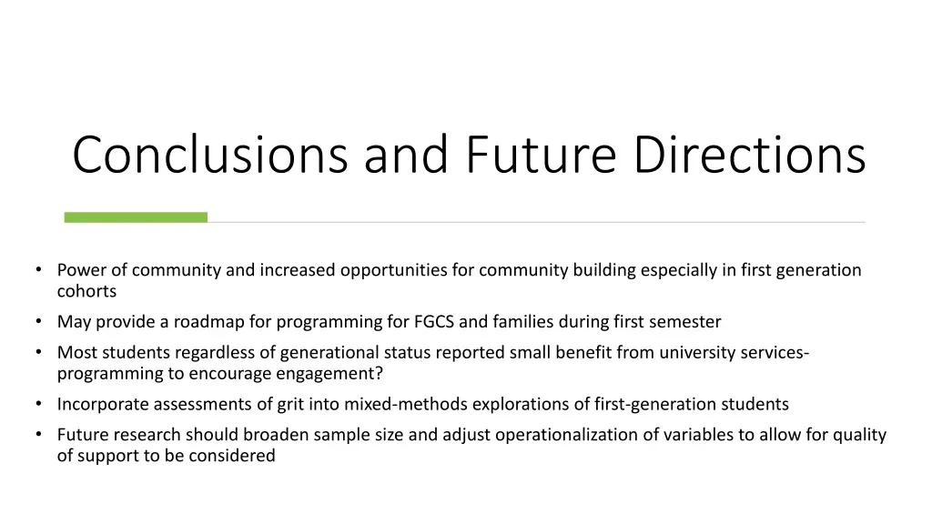 conclusions and future directions