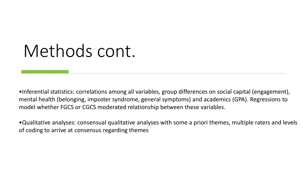 methods cont