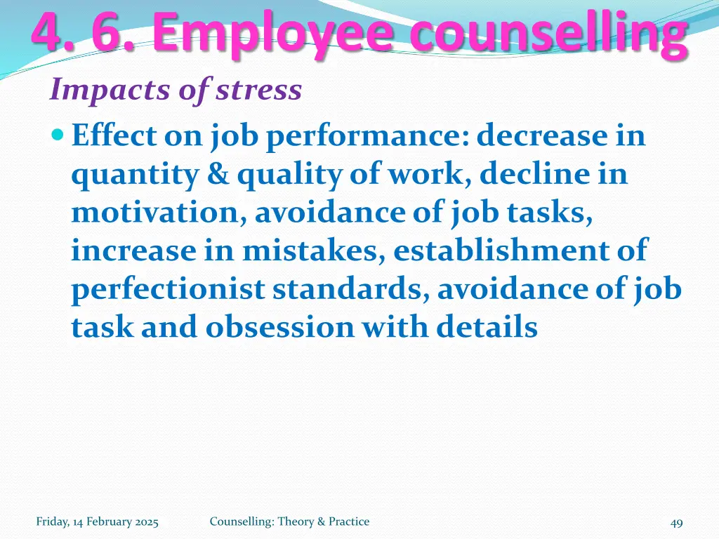 4 6 employee counselling impacts of stress effect