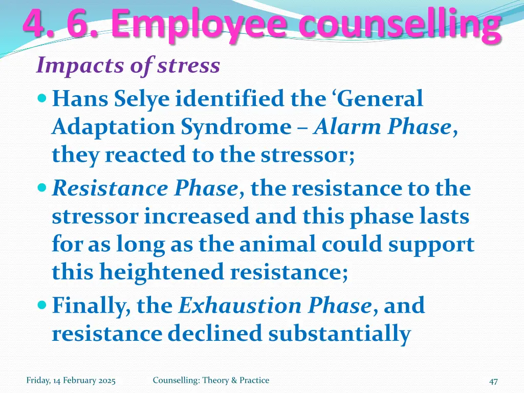 4 6 employee counselling impacts of stress hans