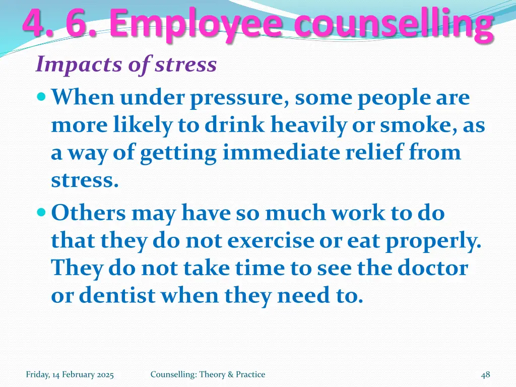 4 6 employee counselling impacts of stress when