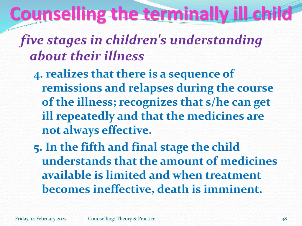 counselling the terminally ill child 1