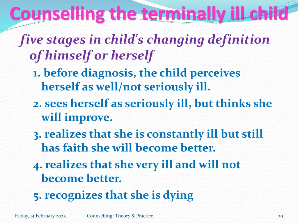 counselling the terminally ill child 2