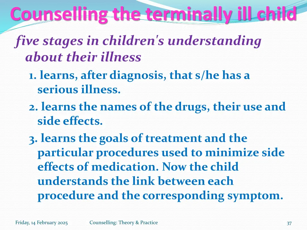 counselling the terminally ill child