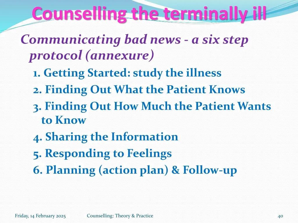 counselling the terminally ill
