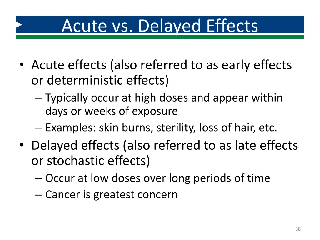 acute vs delayed effects