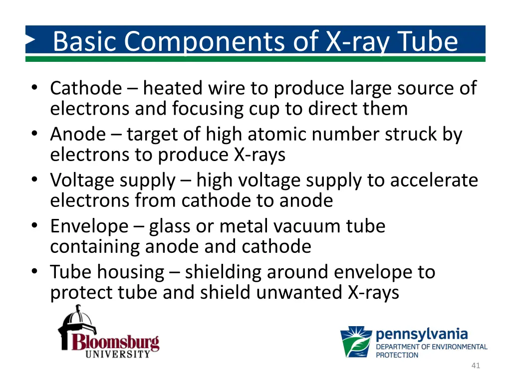 basic components of x ray tube