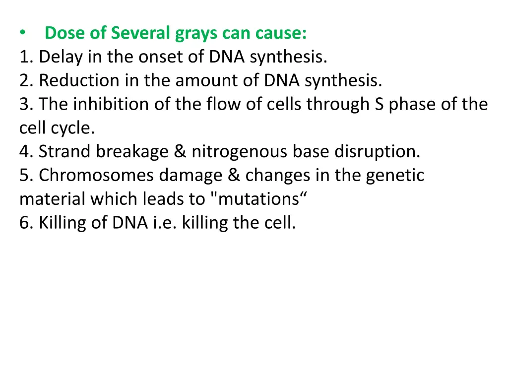 1 delay in the onset of dna synthesis 2 reduction