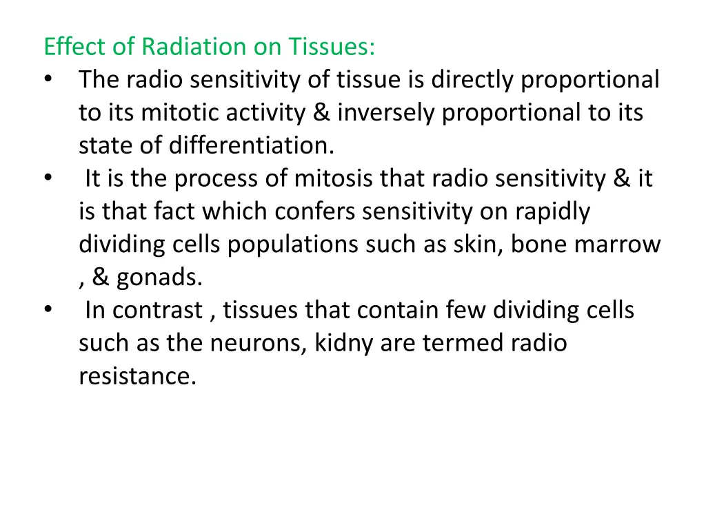 effect of radiation on tissues the radio