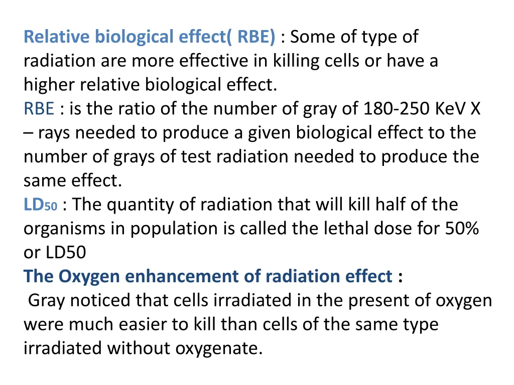 relative biological effect rbe some of type