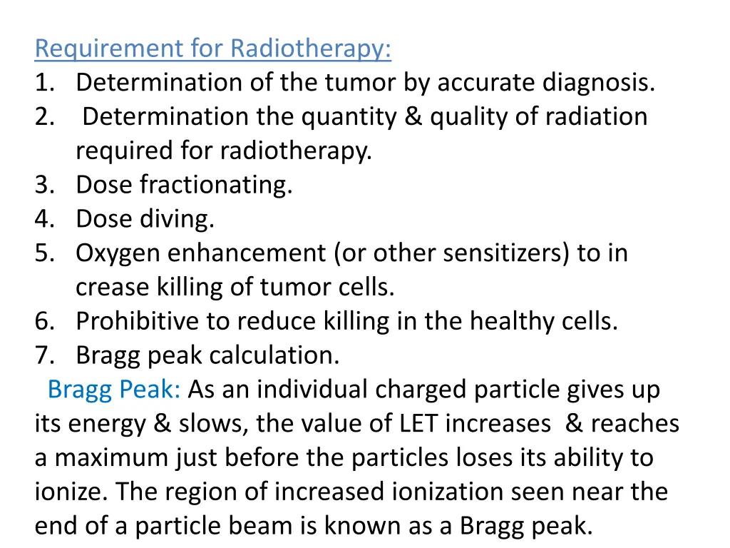 requirement for radiotherapy 1 determination