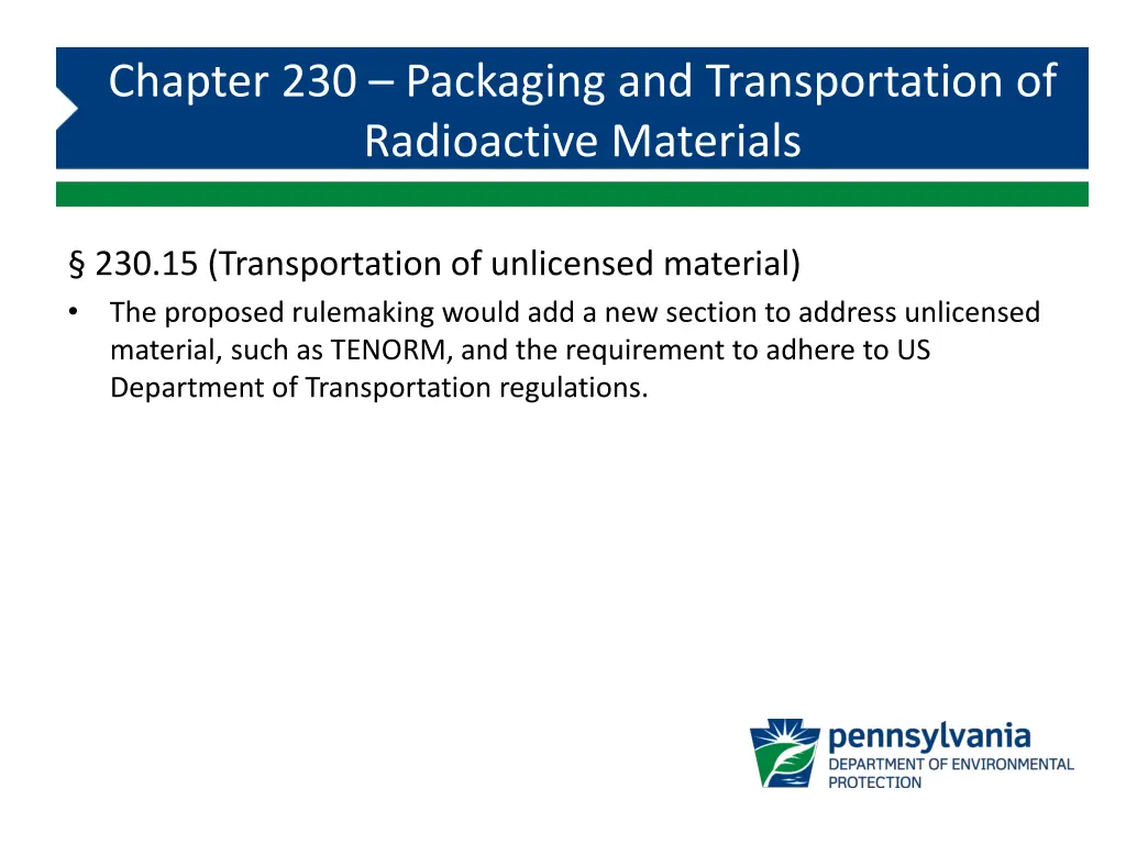 chapter 230 packaging and transportation