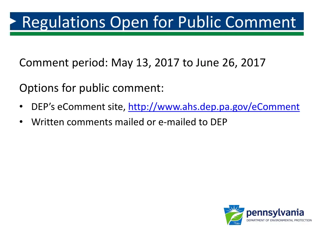regulations open for public comment
