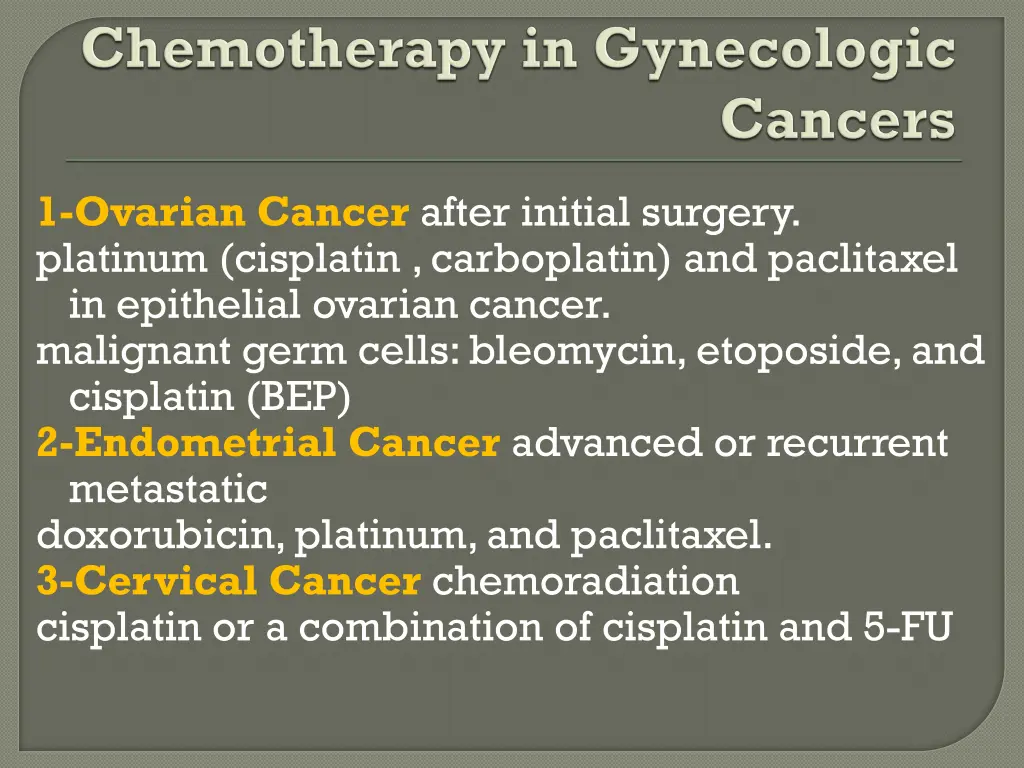 1 ovarian cancer after initial surgery platinum