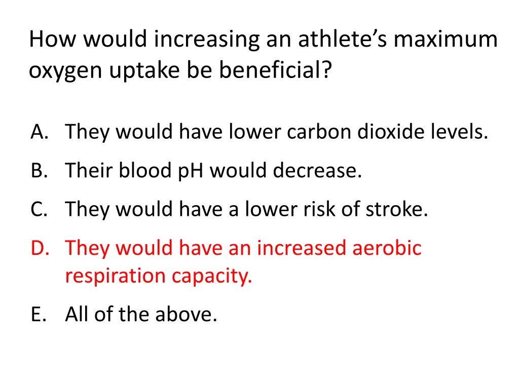 how would increasing an athlete s maximum oxygen
