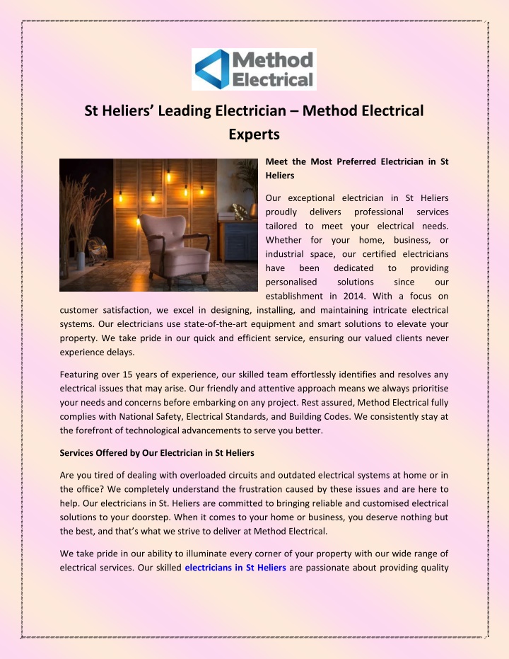 st heliers leading ele ctrician method electrical