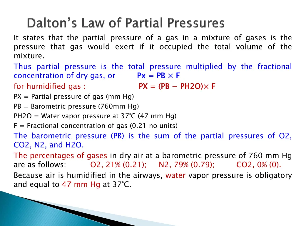 it states that the partial pressure