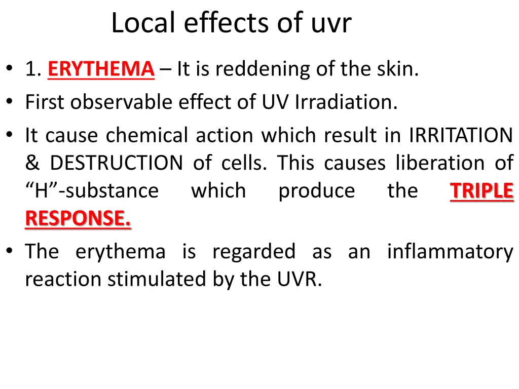 local effects of uvr