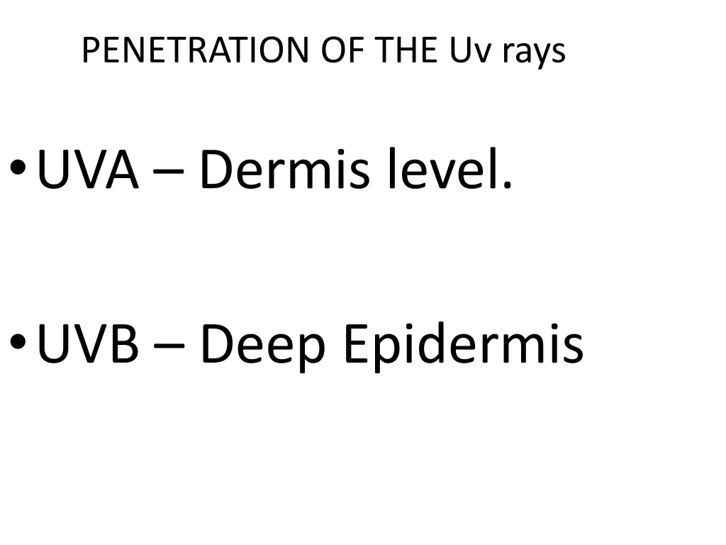 penetration of the uv rays