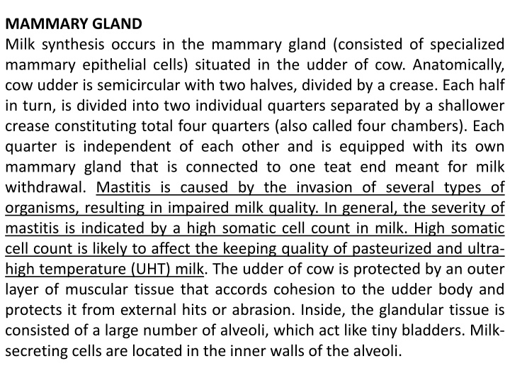 mammary gland milk synthesis occurs