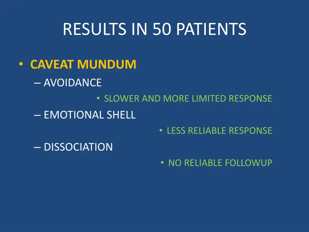 results in 50 patients 1