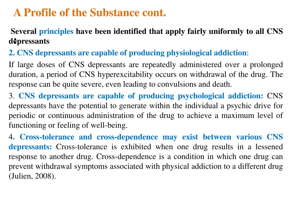 a profile of the substance cont 1